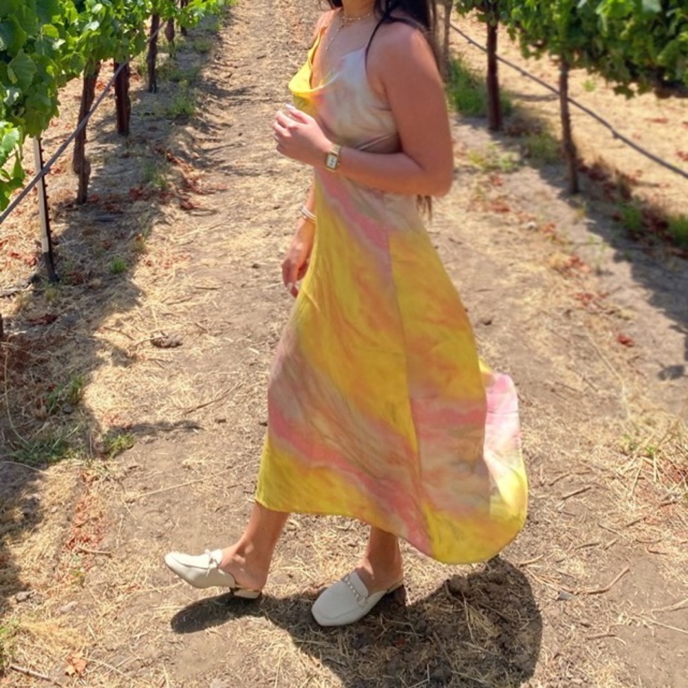 Maxi Dress in Pink and Yellow